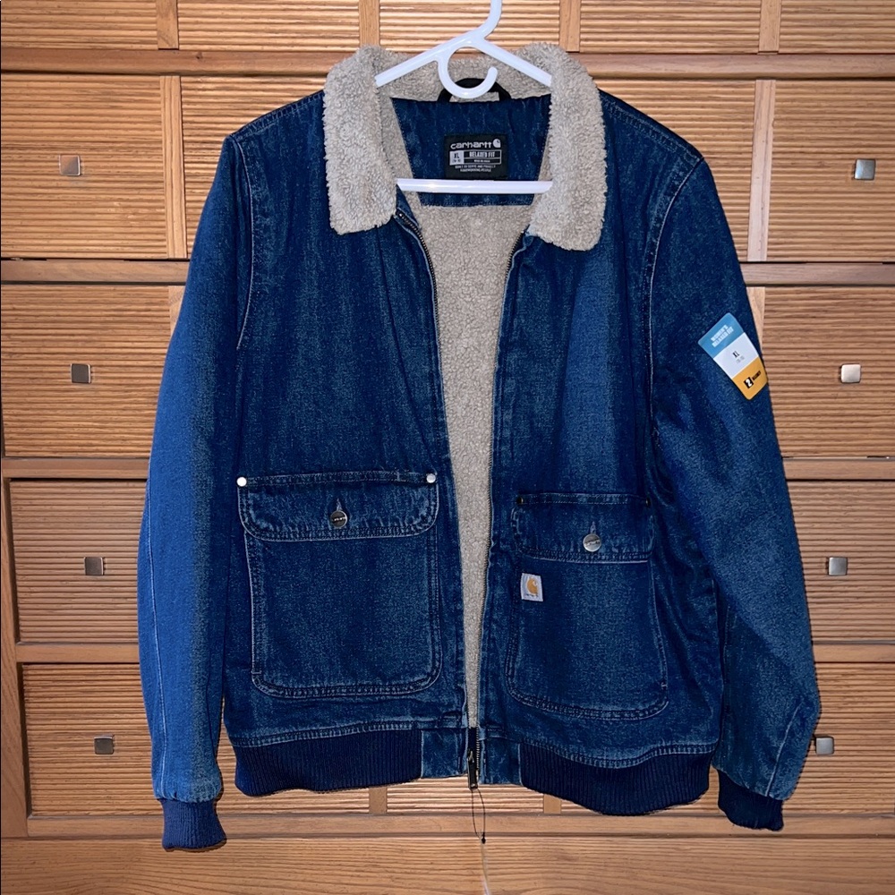 CARHARTT WOMEN’S SHERPA LINED DENIM JACKET - Picture 1 of 8